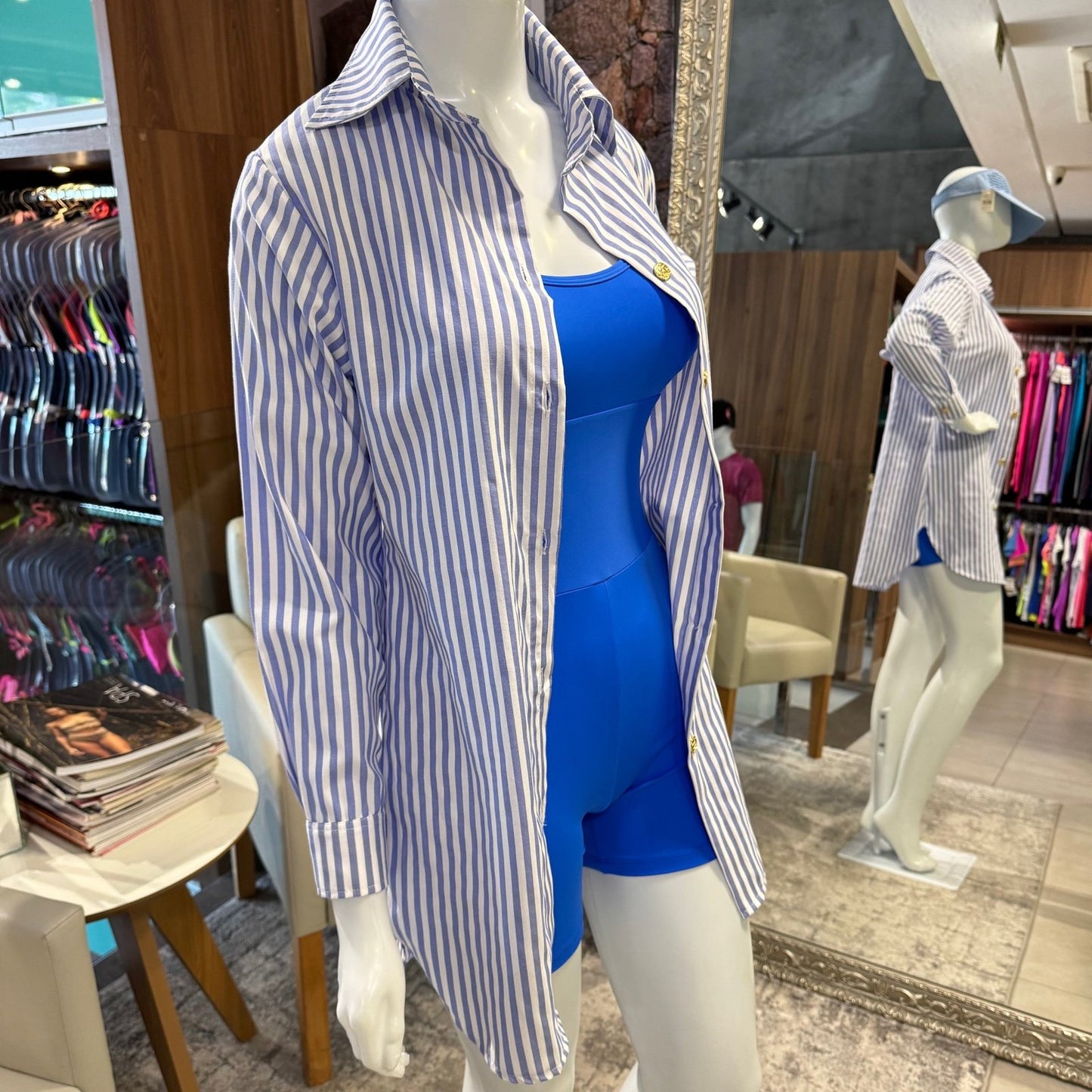 SHIRT COVER UP - WHITE AND BLUE