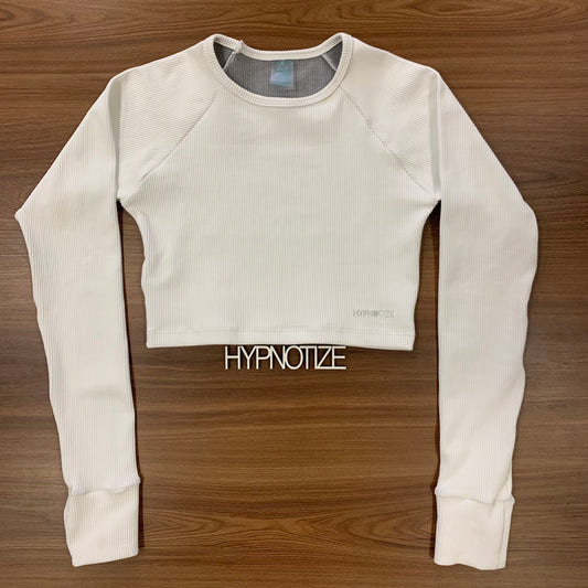 LONG SLEEVE CROP - OFF WHITE RIBBED