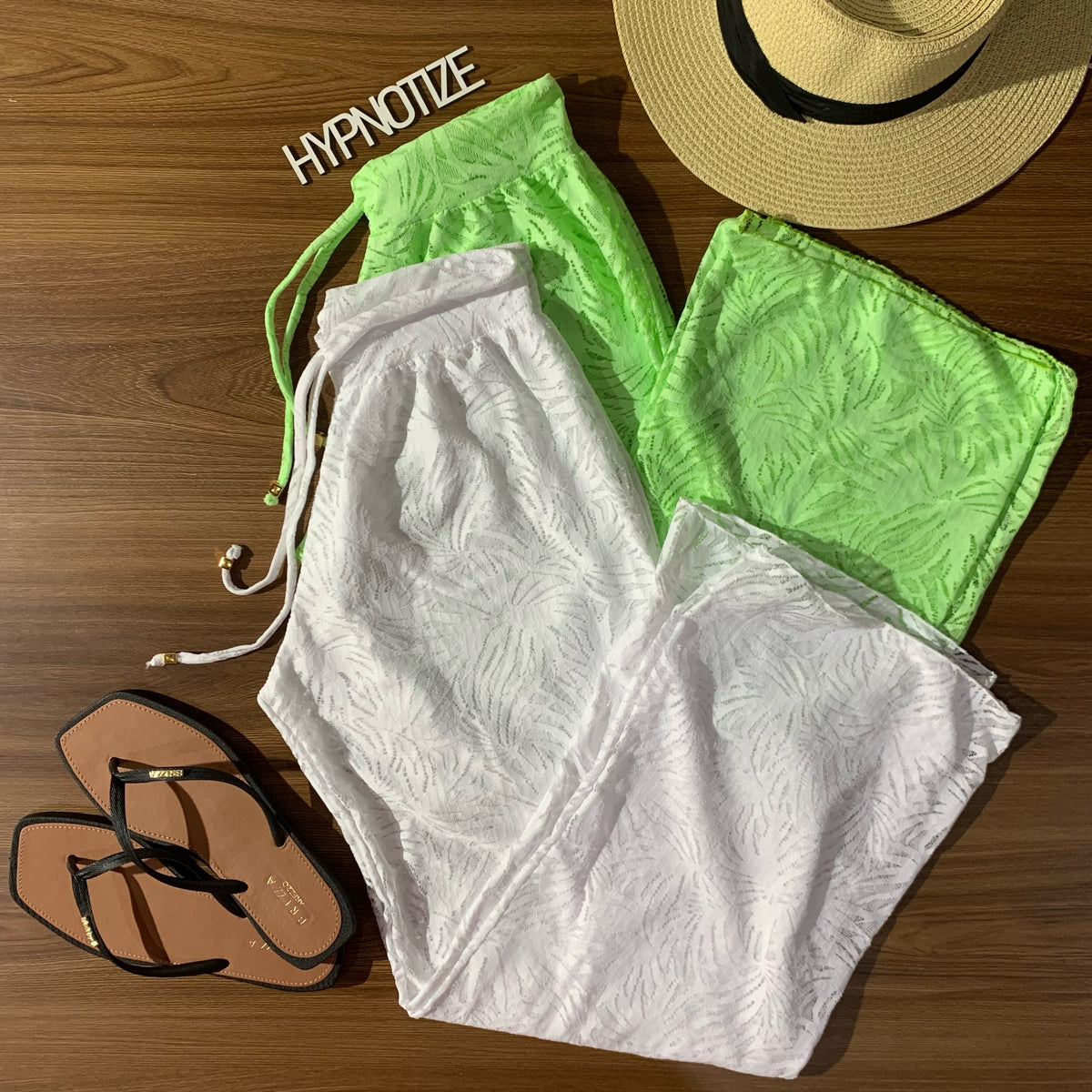 BEACH PANT - GREEN LEAVES