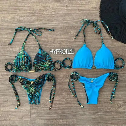 BIKINI ALINE - LEAVES GREEN/BLUE