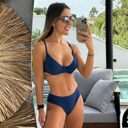 BIKINI CLAUDIA - PESPONTO NAVY BLUE