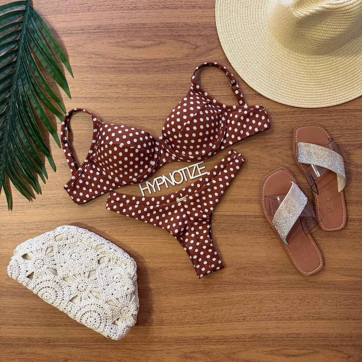 BIKINI CATIELE - POLKA DOT BROWN/WHITE