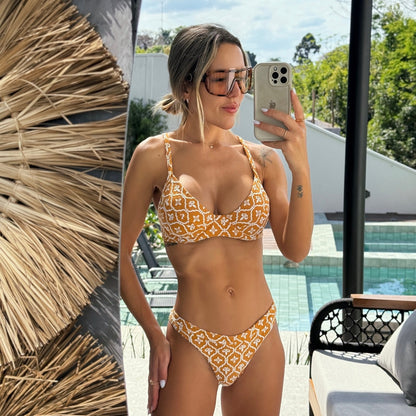 BIKINI CATIELE - JACQUARD LIS KOMBUCHA