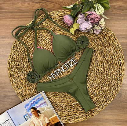 BIKINI ANDRIELI - MILITARY/PINK POP