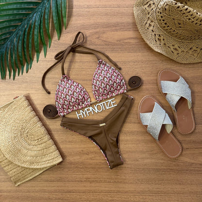 BIKINI ANDREIA - LACE BROWN AND PINK