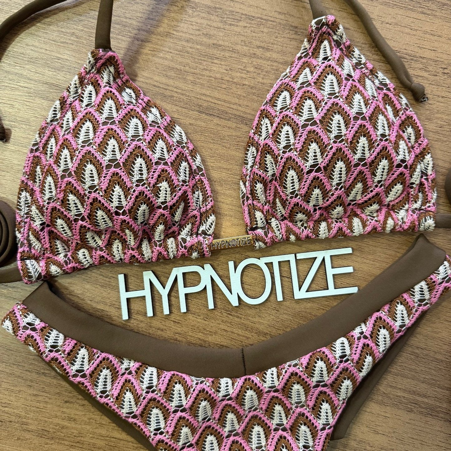 BIKINI ANDREIA - LACE BROWN AND PINK