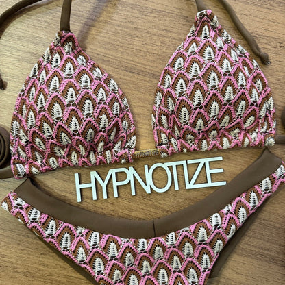 BIKINI ANDREIA - LACE BROWN AND PINK