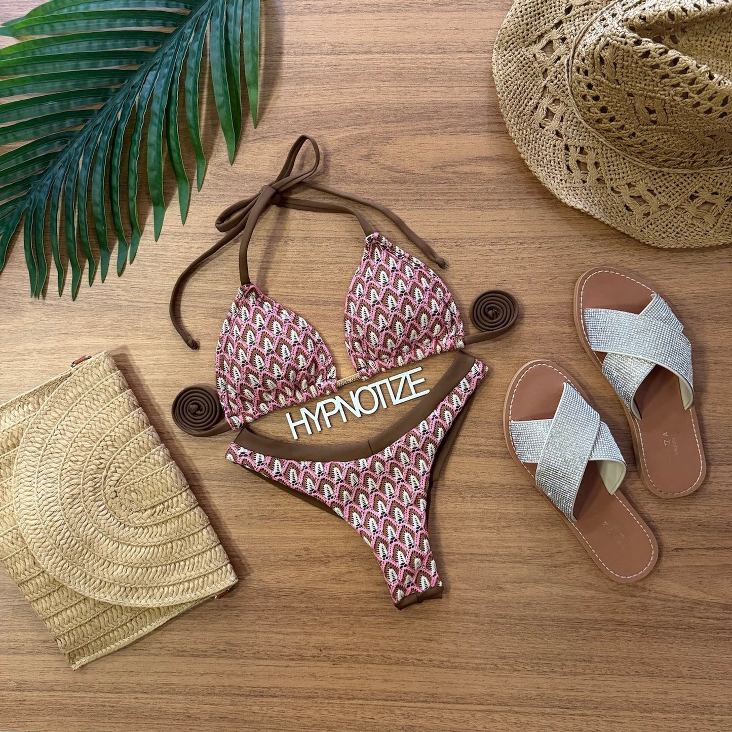BIKINI ANDREIA - LACE BROWN AND PINK