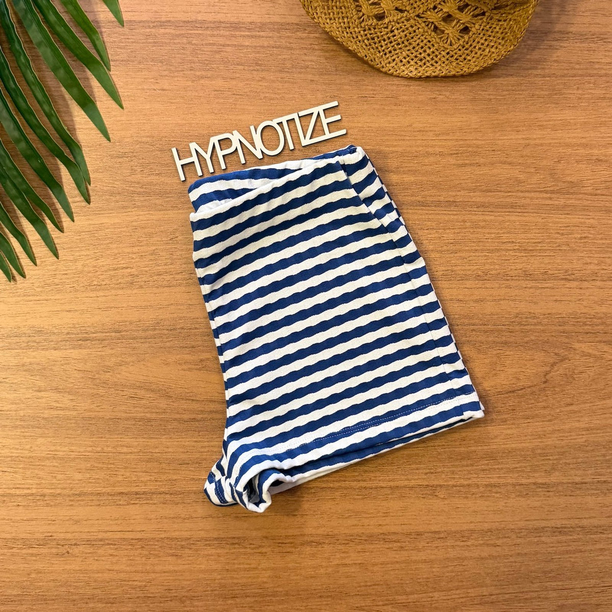 BEACH SHORT CAMILA - JACQUARD STRIPES WHITE/BLUE