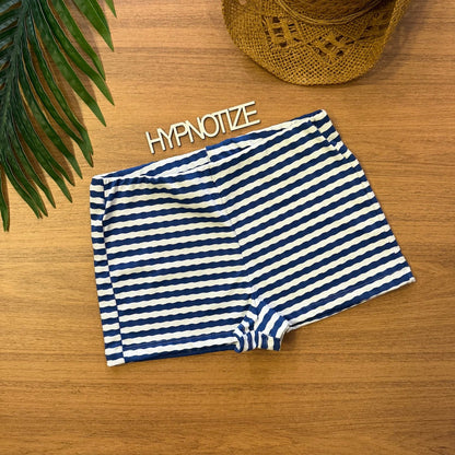 BEACH SHORT CAMILA - JACQUARD STRIPES WHITE/BLUE