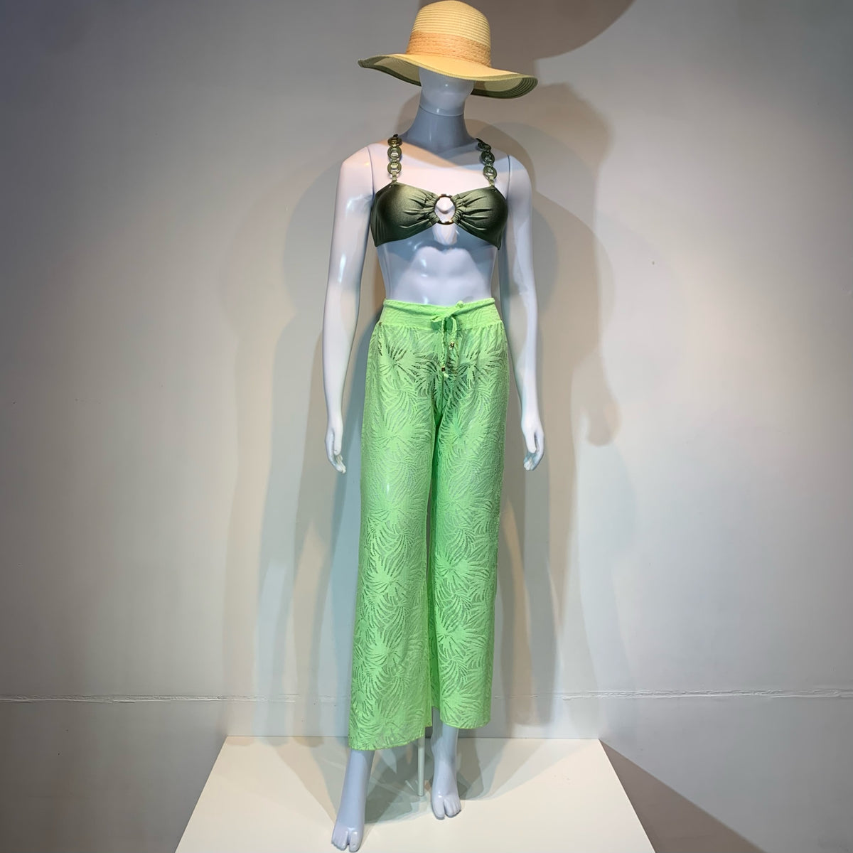 BEACH PANT - GREEN LEAVES