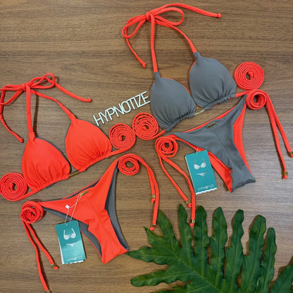 BIKINI ESMERALDA - CORAL AND GRAY