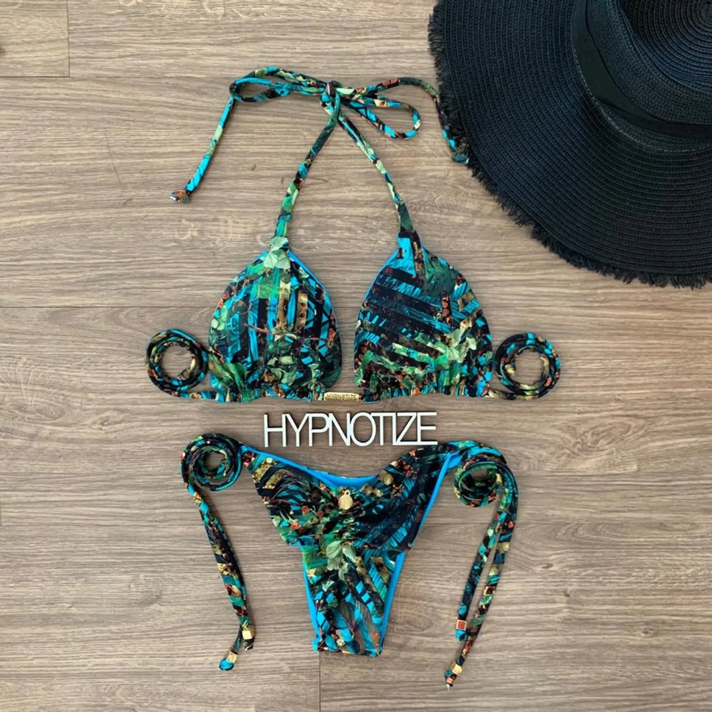 BIKINI ALINE - LEAVES GREEN/BLUE