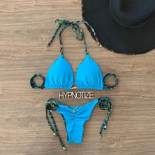 BIKINI ALINE - LEAVES GREEN/BLUE