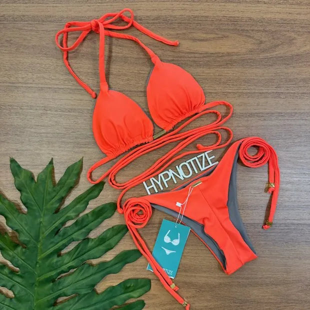 BIKINI ESMERALDA - CORAL AND GRAY