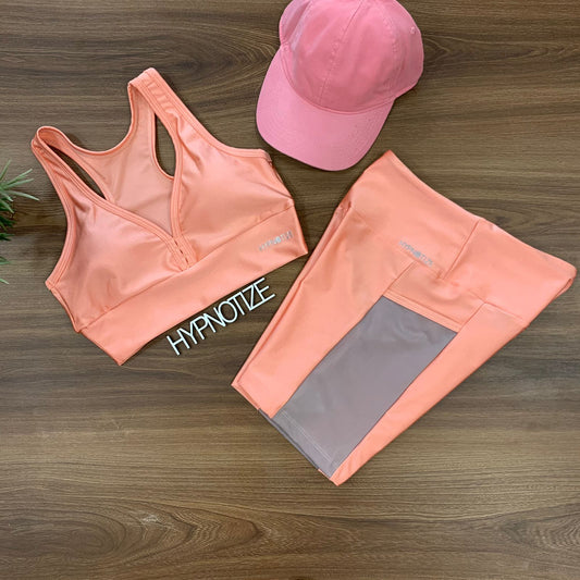 SHORT + SPORTS BRA - LIGHT SALMON