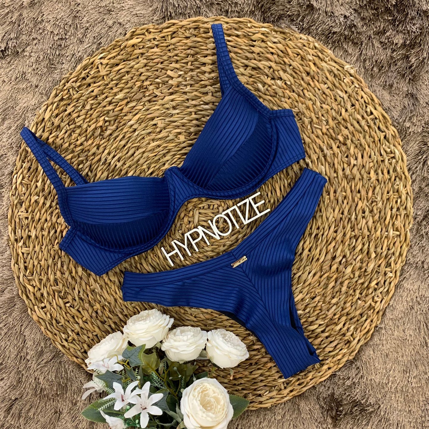 BIKINI CATIELE - LUREX CANELADO NAVY BLUE